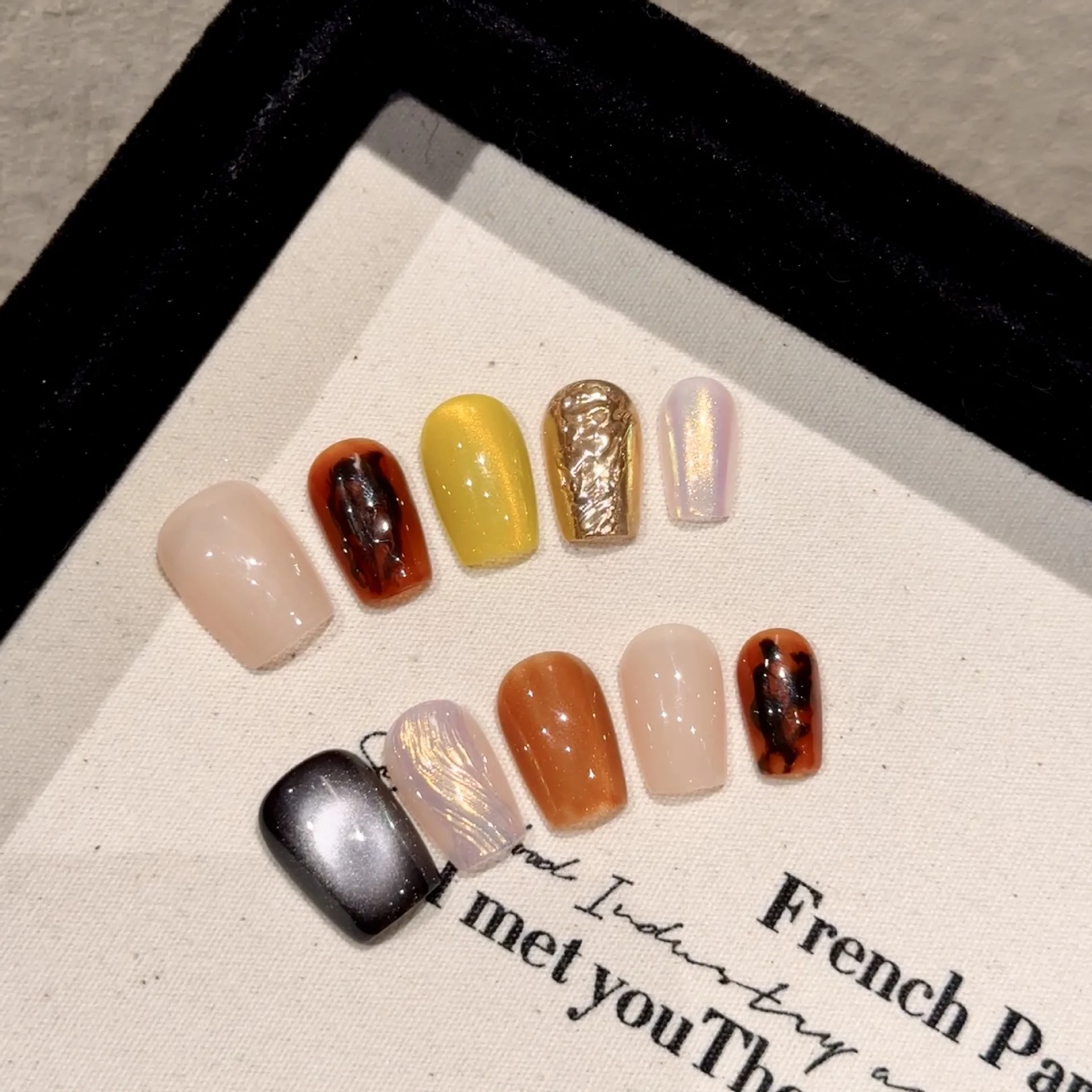 Design #2206 Autumn Winter Smudged Short Handmade 10pcs Reusable Nails Square Acrylic Artificial Fingernails Press On Nails