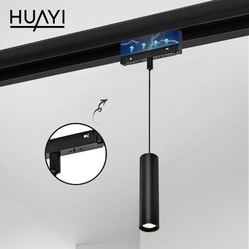 HUAYI High Brightness Modern Aluminum Black Color Indoor Home 9Watt Magnetic Rail LED Track