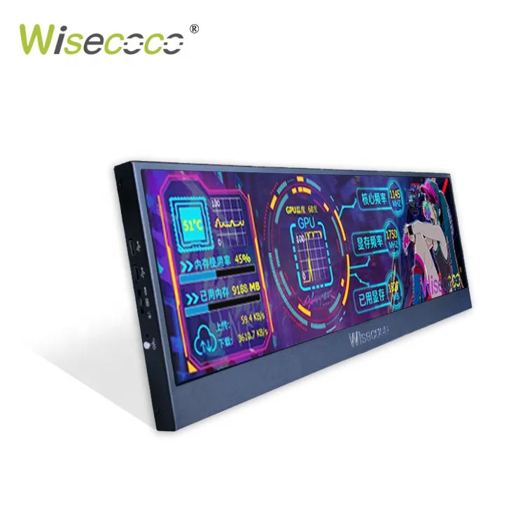 Uhd 14 Inch Portable Monitor 4k 3840x1100 Ips Bar Lcd Aida64 Ultra Wide Stretched Bar Lcd Screen Display