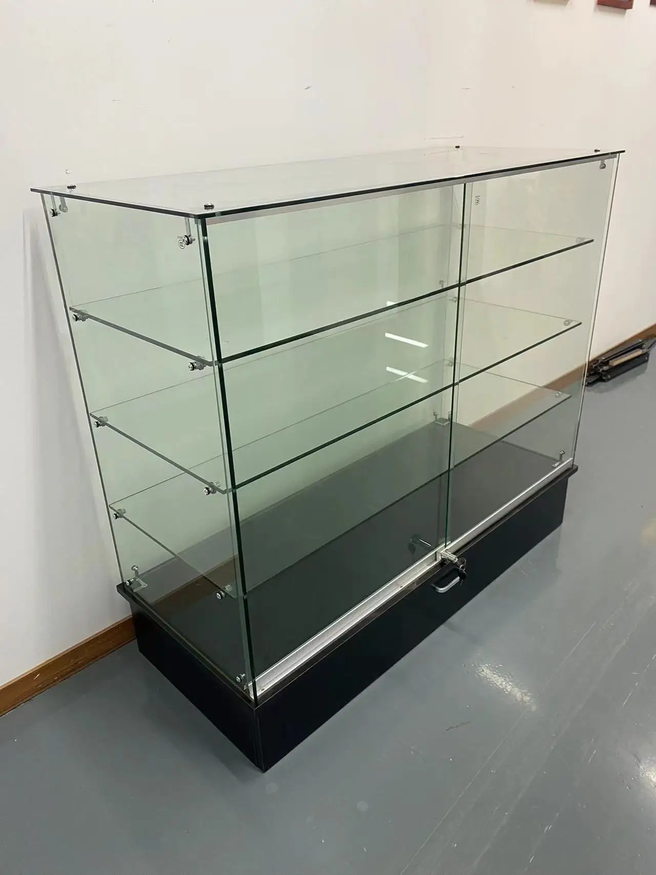 High Quality OEM Modern Shop Glass Counter Showcase display Custom Led Light Retail glass showcase