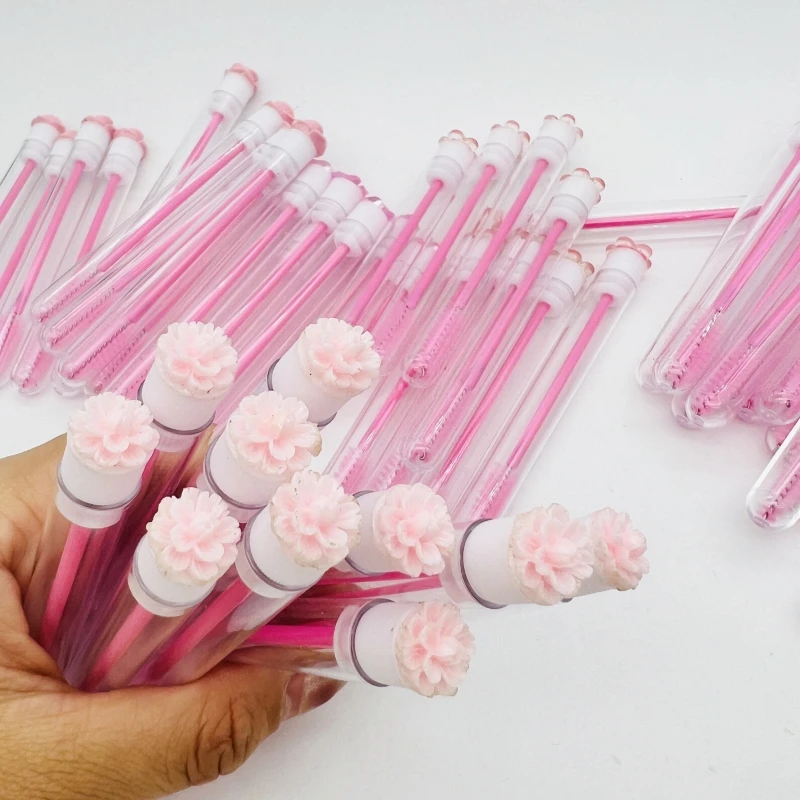 New Reusable Eyelash Brush Tube mascara brush with drill Portable eyelash extension Disposable tube Crystal rod eyelash brush