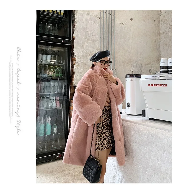 2024 cheap winter warm new fashion faux fur mink fur coat Mink fur coat female whole mink over the knee long clip cotton