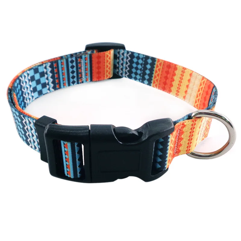 Hot-selling high-quality durable and comfortable polyester small and medium-sized pets Bohemian style pet traction collar