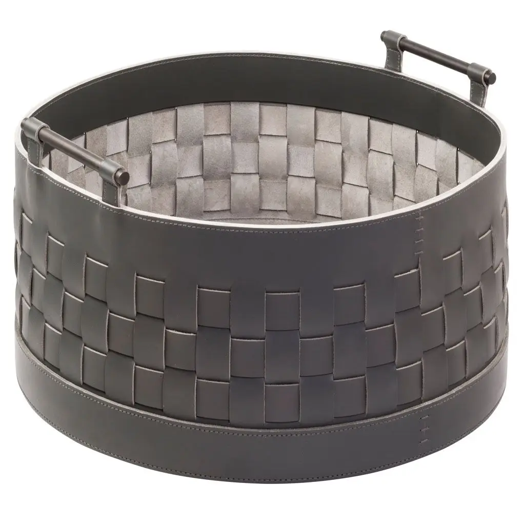 Multi-purpose leather braided dirty clothes storage basket organizer