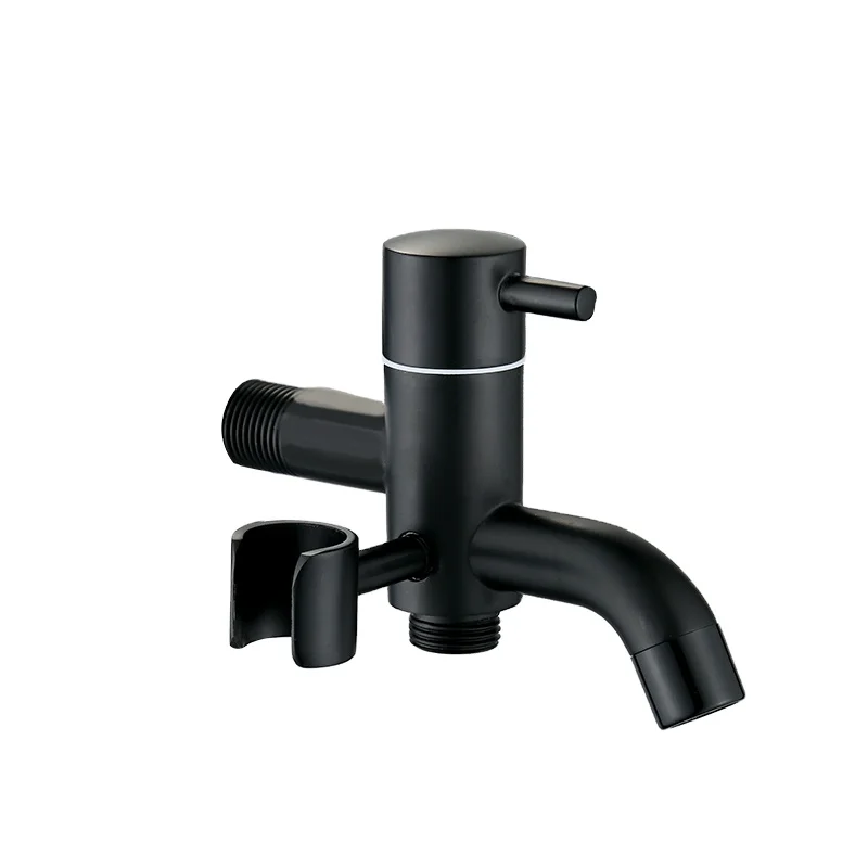 Sanitary Ware Modern Design Black Washing Machine Faucet Zinc Metal One Inlet And Two Outlets
