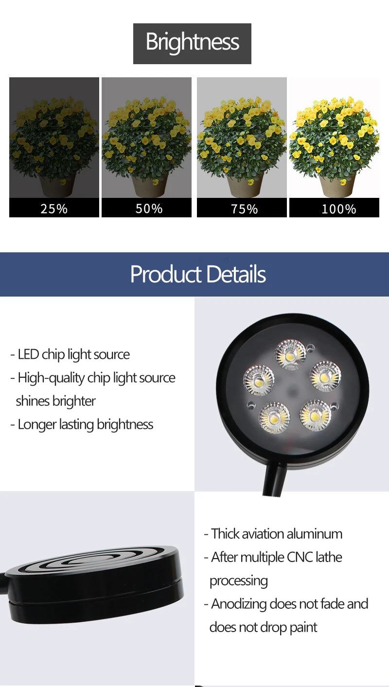 Sinjia USB aquarium light timer dimming terrarium light super white 5W 7W 9W 12W wooden base for fish tank plant microlandscape