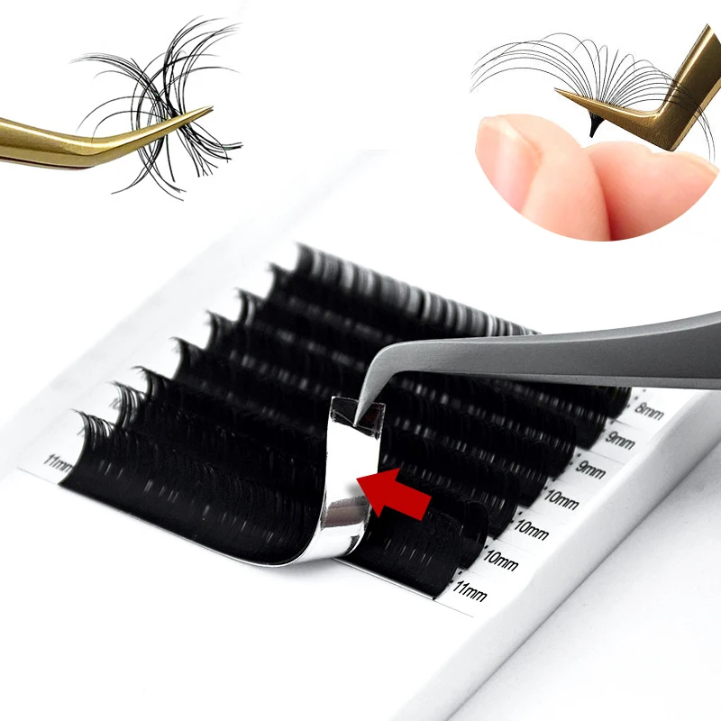 Korean PBT 8-14mm Fast Easy Fan Rapid Blooming Eyelash Extension  0.03 0.05 0.07 0.10 Mega Volume Easy Fanning Eyelash Extention