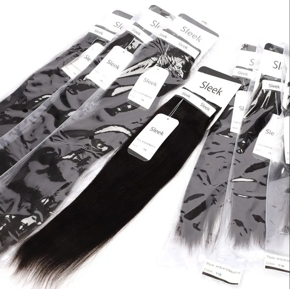 sleek wholesale High quality 100 g 10 to 24 inches raw Indian virgin double drawn straight wave human hair extension for women