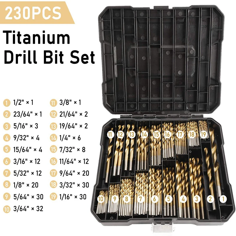 Hot Sale 230pcs Lot Titanium Step Drill Bits HSS Power Tools HSS Metal Drilling