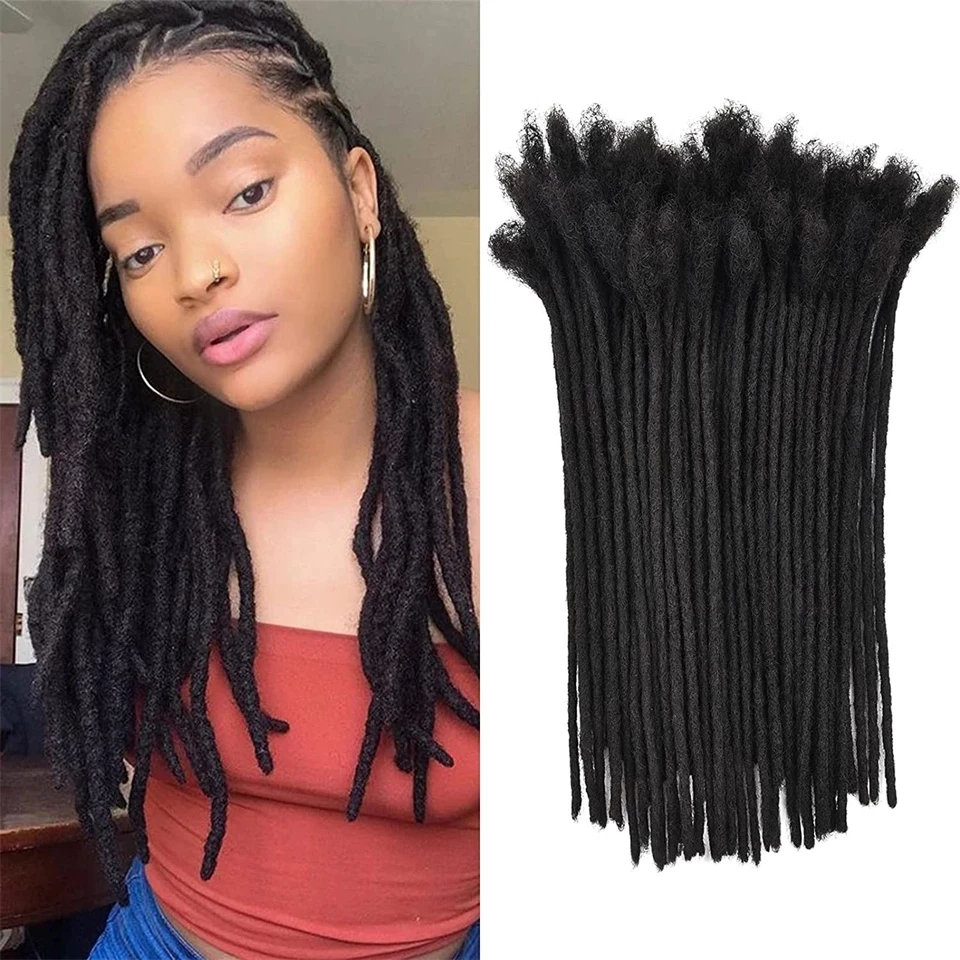 0.2/0.4/0.6/0.8cm 100% Human Hair Afro Kinky Curly Dreadlock Extension Loc Human Hair Bulk Crochet Braiding Hair for Black Women