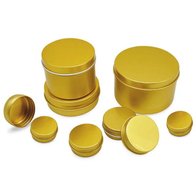5ml 10ml 15ml 20ml 30ml 50ml 60ml 80ml 100ml 120ml 150ml 200ml 250ml 350ml 500ml gold aluminum jar aluminum tin with lid