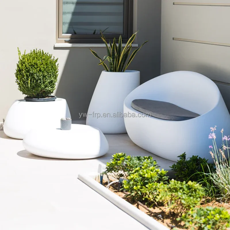 Outdoor Fiberglass Planter Pot Flower  Vase Decor For Garden  Hotel  Decoration Fiberglass Vase