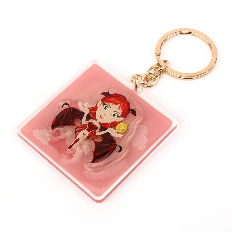 VOGRACE No MOQ custom 3D transparent epoxy acrylic charm plastic acrylic keychain