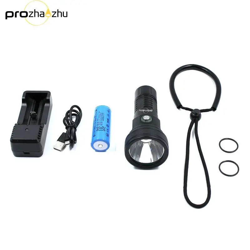 Super Bright Waterproof Flashlight IP68 100M SFT40 2500 Lumen 26650 Handheld Backup Underwater Scuba Diving Light