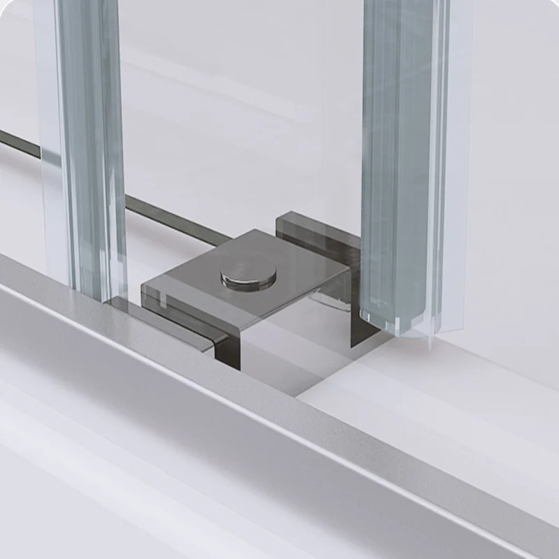 Adjustable Track Tempered Glass Frameless Sliding Shower Door Bathroom