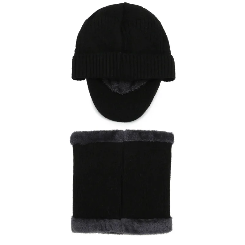 2023 New Fashion Mens Winter Hats and Scarves Beanie Knit Scarf Hat Set