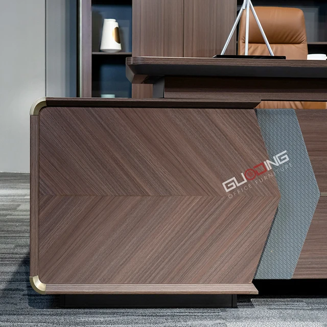 MDF office furniture set ceo manager l shape desk office chair and table business wood executive office desks