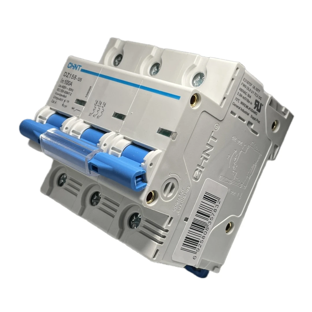 Chint DZ158-125 UL1077 SAA CE 80 Amp 100 Amp 125 Amp 277V 480V AC 60V 110V 220V DC CHNT MCB DIN Rail Circuit Breaker