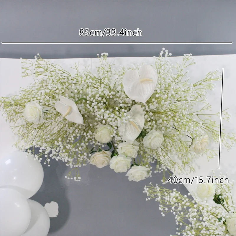 White Orchid Palm Gypsophila Artificial Flower Row Wedding Backdrop Arch Decor Hanging Corner Flower