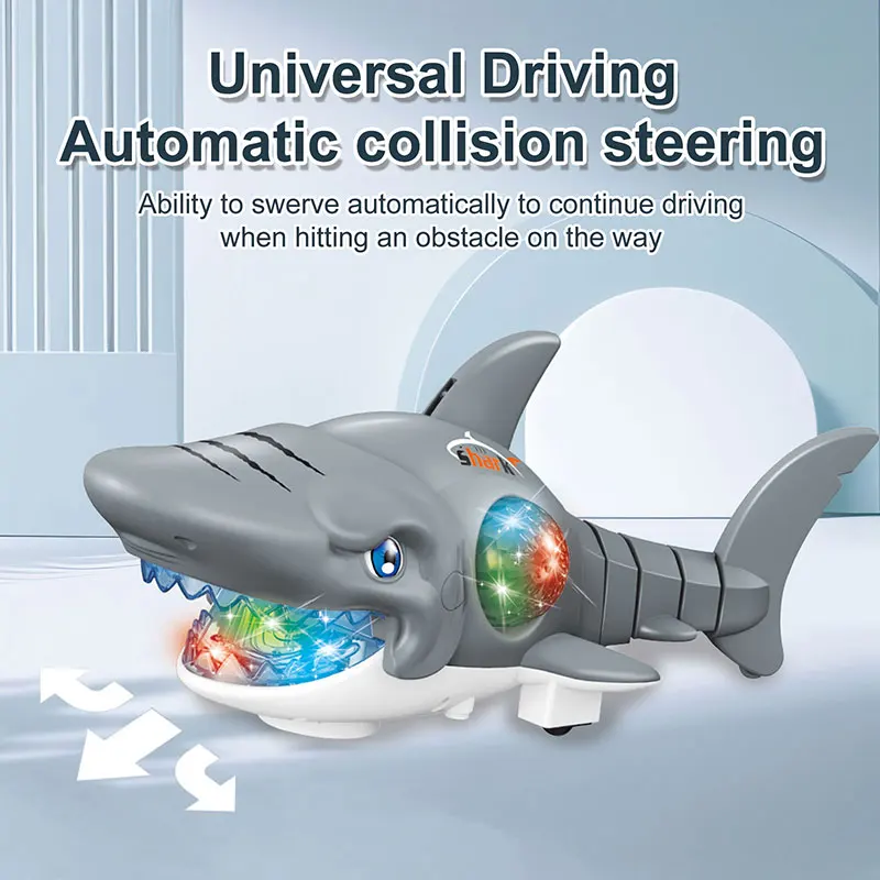 Electric Music Toys Cartoon Big Mouse Shark Toys with Colorful Lights Running Crawling Baby Toy For Kids