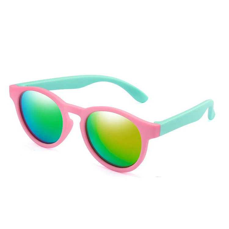 Bulk buy promotion boy girl round glasses classic fashion Kids soft Silicone plastic child black sunglasses