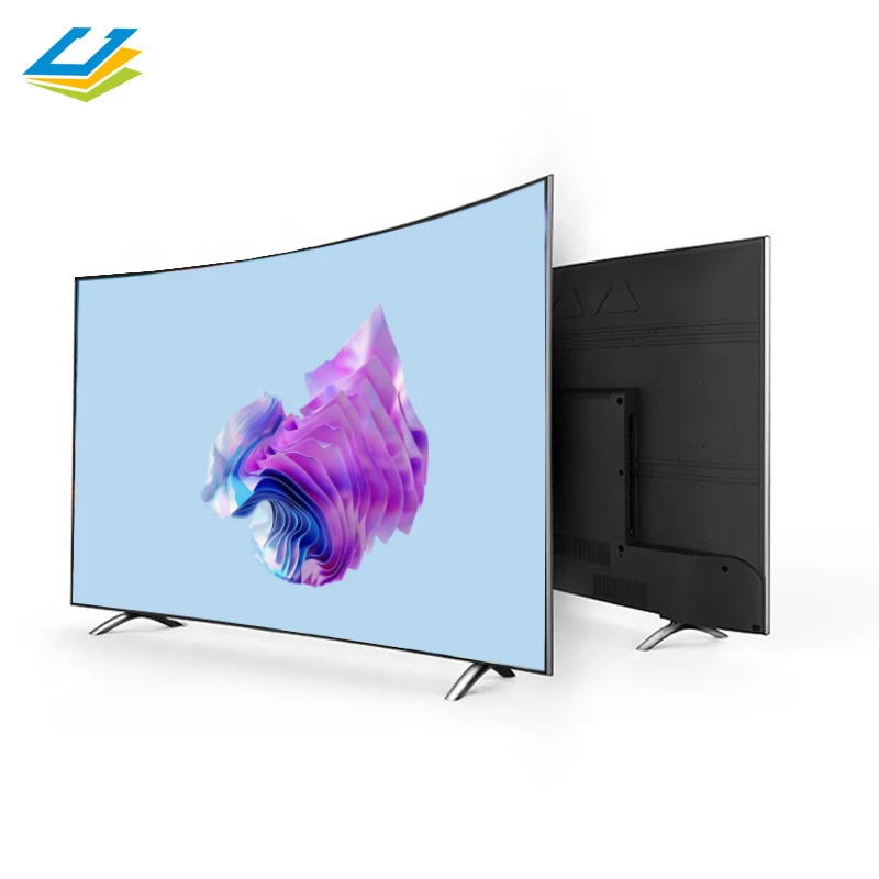 Guangzhou OEM wifi metal shell tempered glass smart tv 4k ultra hd 65 inch led curved screen tv televisions