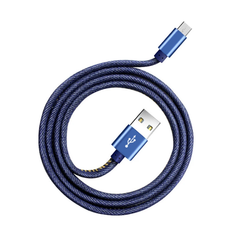 Wholesale Cowboy Denim Cloth Data Cable For Iphone6 Mobile Type C Data Line Fast Charging Line Dark Blue USB Charging Cable