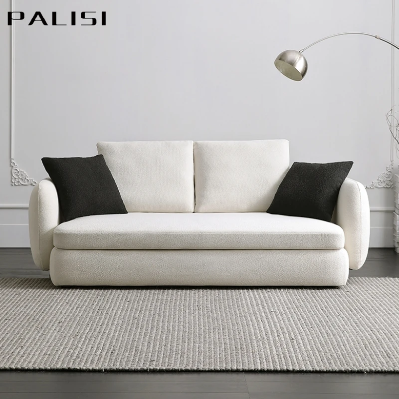 Italian 3 Seat White Boucle Fabric Living Room Sofa Couch Customs Lambswool Teddy  Fabric Nordic Sectional Corner Sofa Set