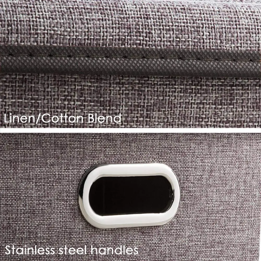 Collapsible Linen Fabric Storage Bins with Cover for Wardrobe Clothes Organizer Home Storage Organization