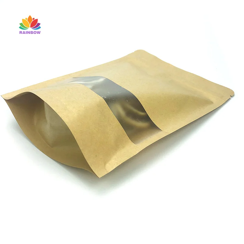 
Doypack Zipper White Brown Kraft Craft Paper stand up kraft paper ziplock bag 
