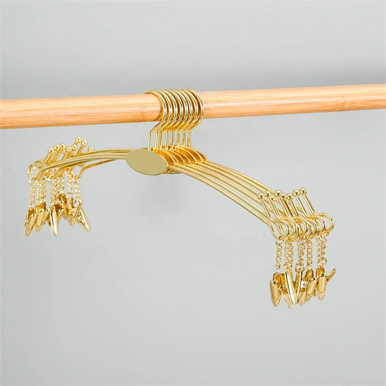 High Quality Wholesale Custom Logo Bra Underwear Bikini Rose Gold Hanger with Clips Display Clothes