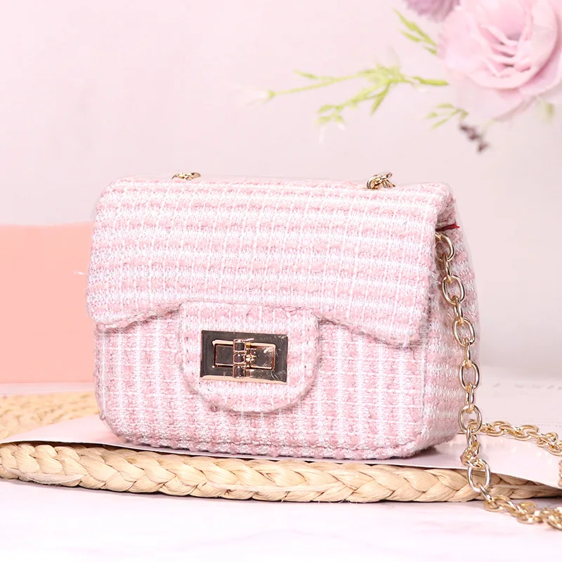 High quality stylish chains Sweet small Girls purse  winter women luxury mini handbags for kids