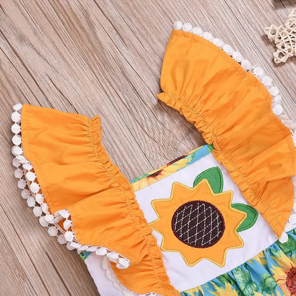 2019 Europe new cute flying sleeve summer flower wedding indian frock designs small baby party kids clothing girl dresses