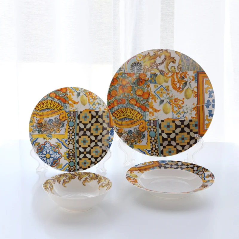 DN72 Sicily Original Design 4 Pieces Per Set Ceramic Tableware  Dinnerware Sets with Copyright Wholesale