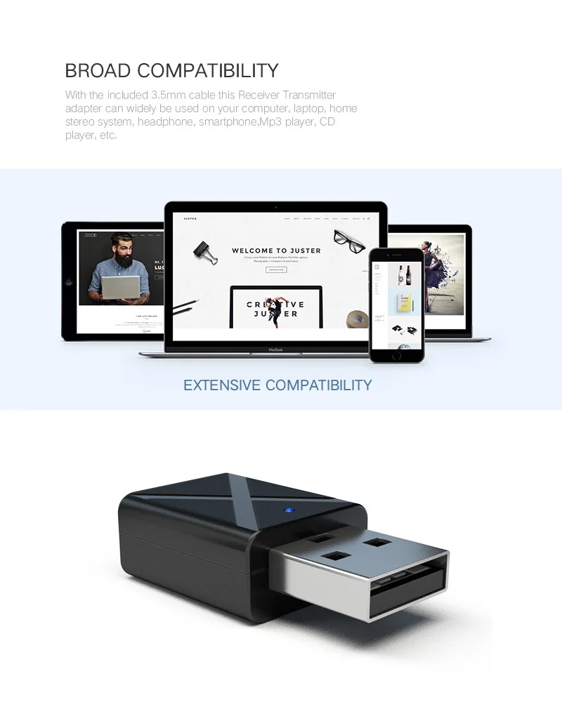 2 IN 1 BT5.0 Transmitter Receiver KN320 Wireless Audio Music Stereo Adapter