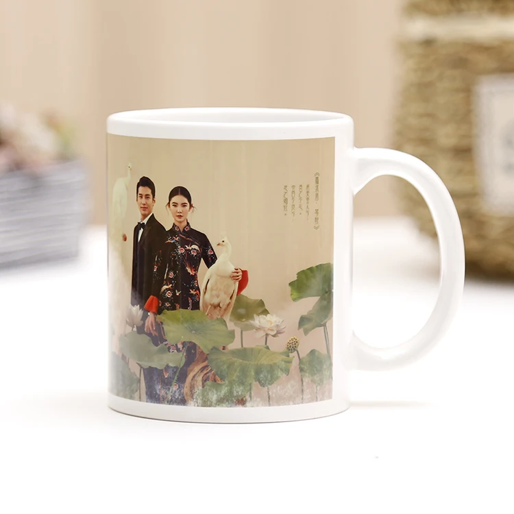 White Colored Ceramic Classic Coffee Mugs Large Handles with 11oz Capacity