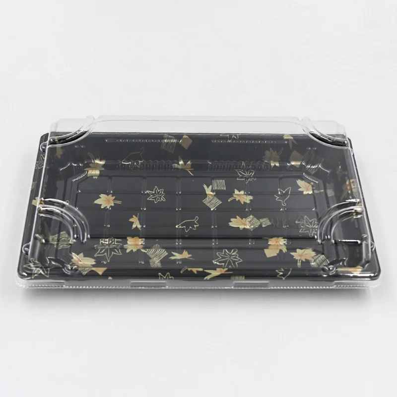 2022 Wholesale Plastic Disposable Take Away Printing Sushi Food Packaging Container Boxes Tray With Clear Lid