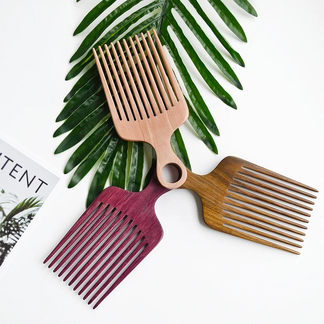 Factory Price Cheap Wide Tooth Comb Hair Hot Selling Detangling Wooden Afro Pick Beard Comb