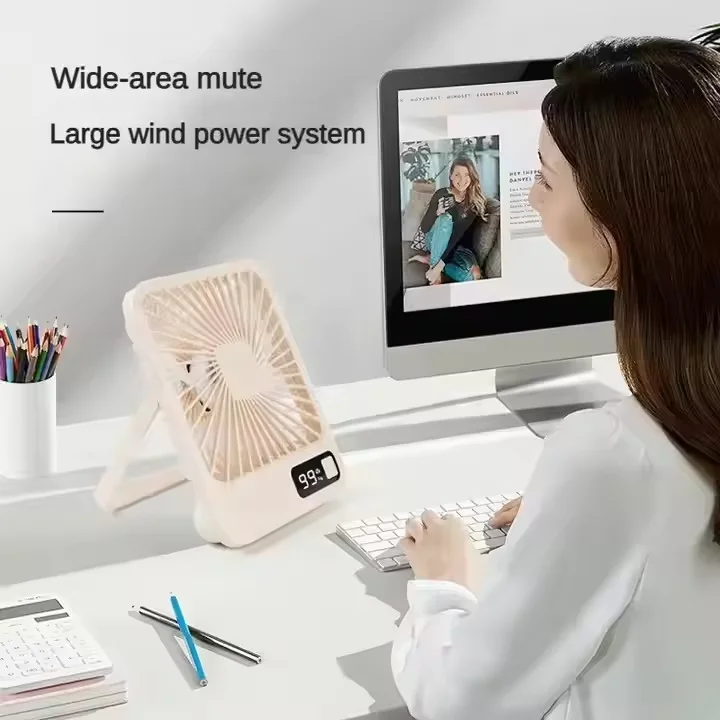 Mini Portable Desktop Fan USB Charging Quiet Foldable Hanging Standing Cooling Fan Travel Office Home Camping Fan