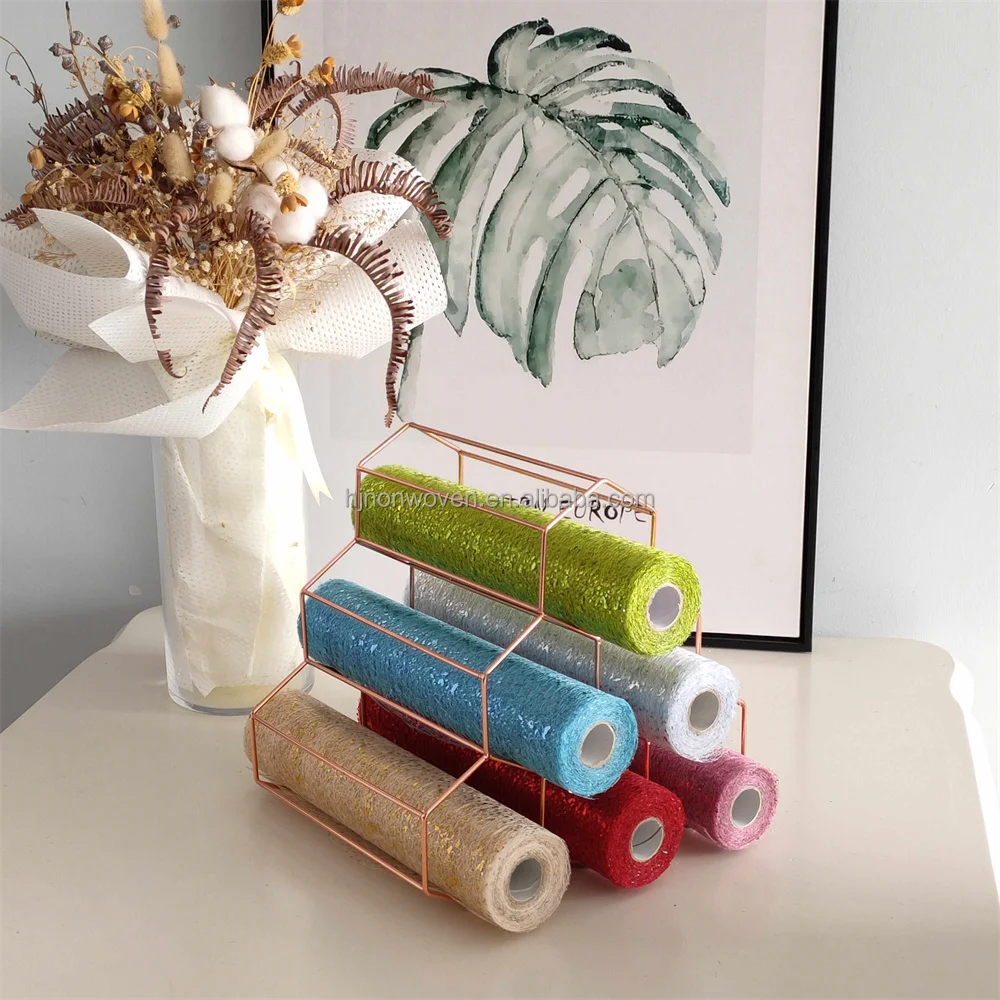 2022 Amazon hot sale decorative party table runner silk mesh with rose gold hot stamping