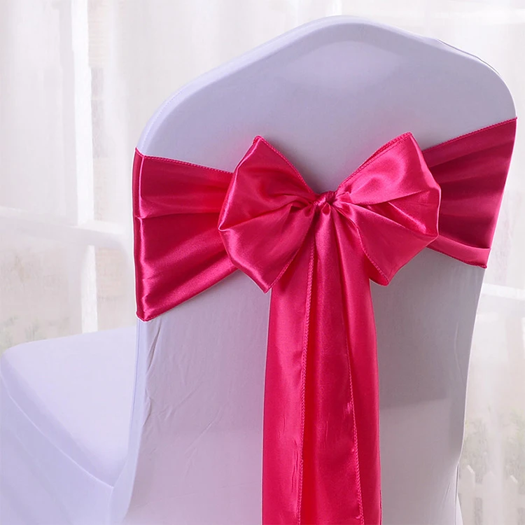 Purple Wedding Hotel Decoration Satin Ribbon Chair Strap Bow Satin Wedding Chair Cover Sashes