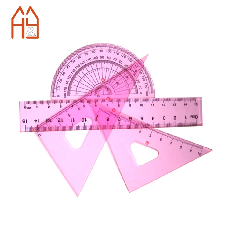 Students Maths Geometry Stationery Ruler Set Squares Triangle Ruler Protractor