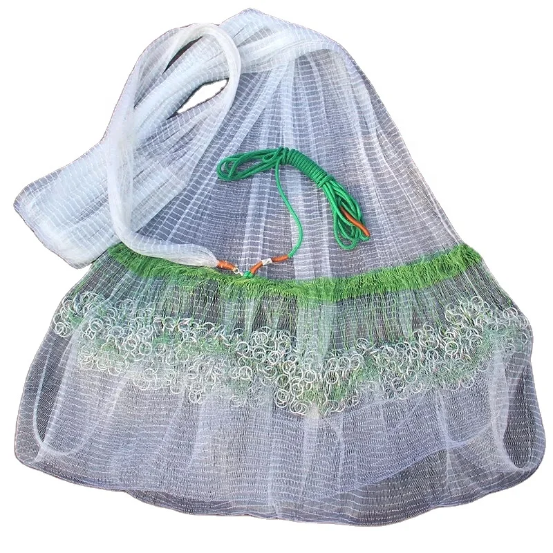 Monofilament korea style cast net chain stinkers bottom pocket fishing net