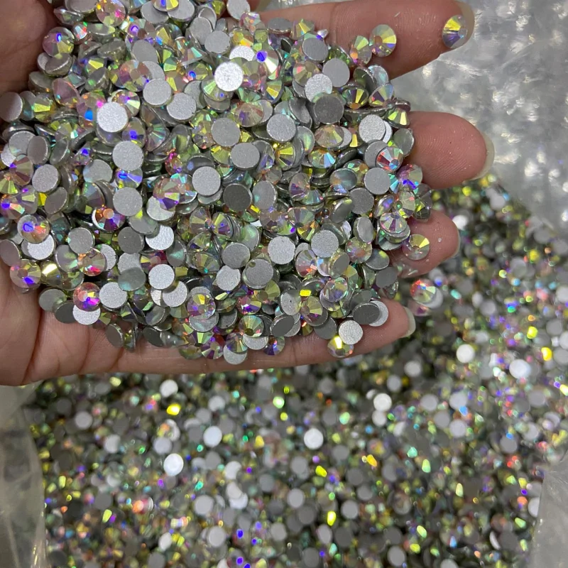 Super Glitter Strass Glass Rhinestones Flat Back Non Hotfix Rhinestones For Nail Art Fabric Garment