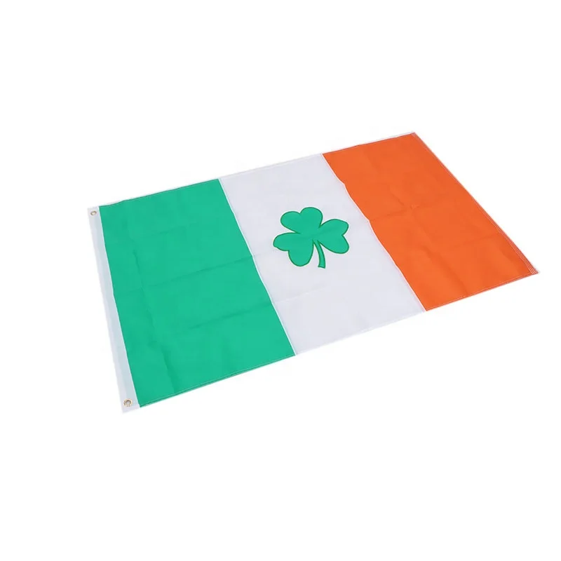 Tear Resistance Irish Flag Banner with Brass Grommet Waterproof Embroidered Nylon Flag