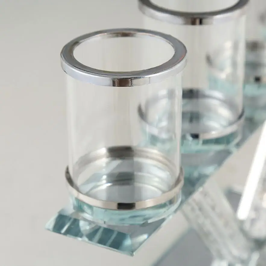 Custom dinning room Romantic table decorative votive candle holder 5 arms crystal candelabra