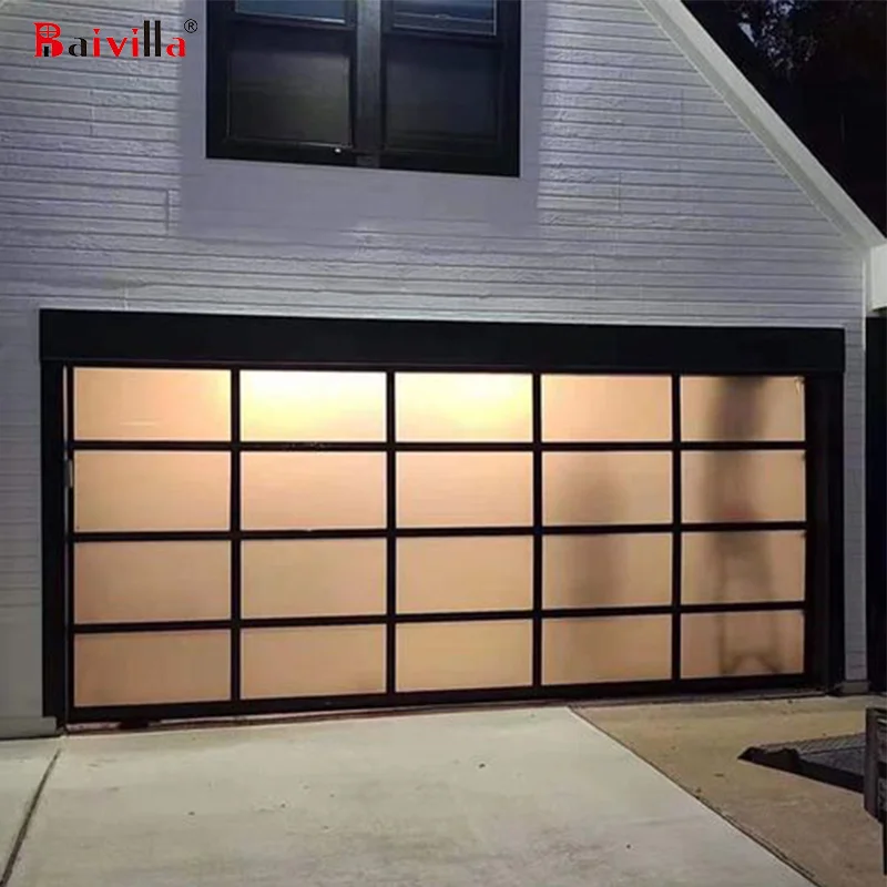 Factory Best Wind Resistant and Warm Tempered Aluminum Glass Anti-theft Automatic Garage Door Automatic Roll up Garage Door