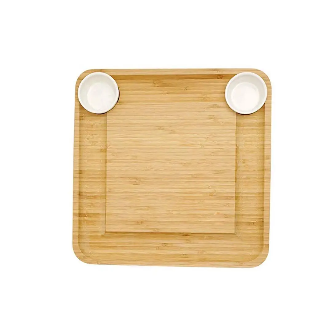 Оптовая продажа, разделочная доска для бамбукового сыра, Deli, сервировочный поднос для сыра с керамической чашей, набор столовых приборов
