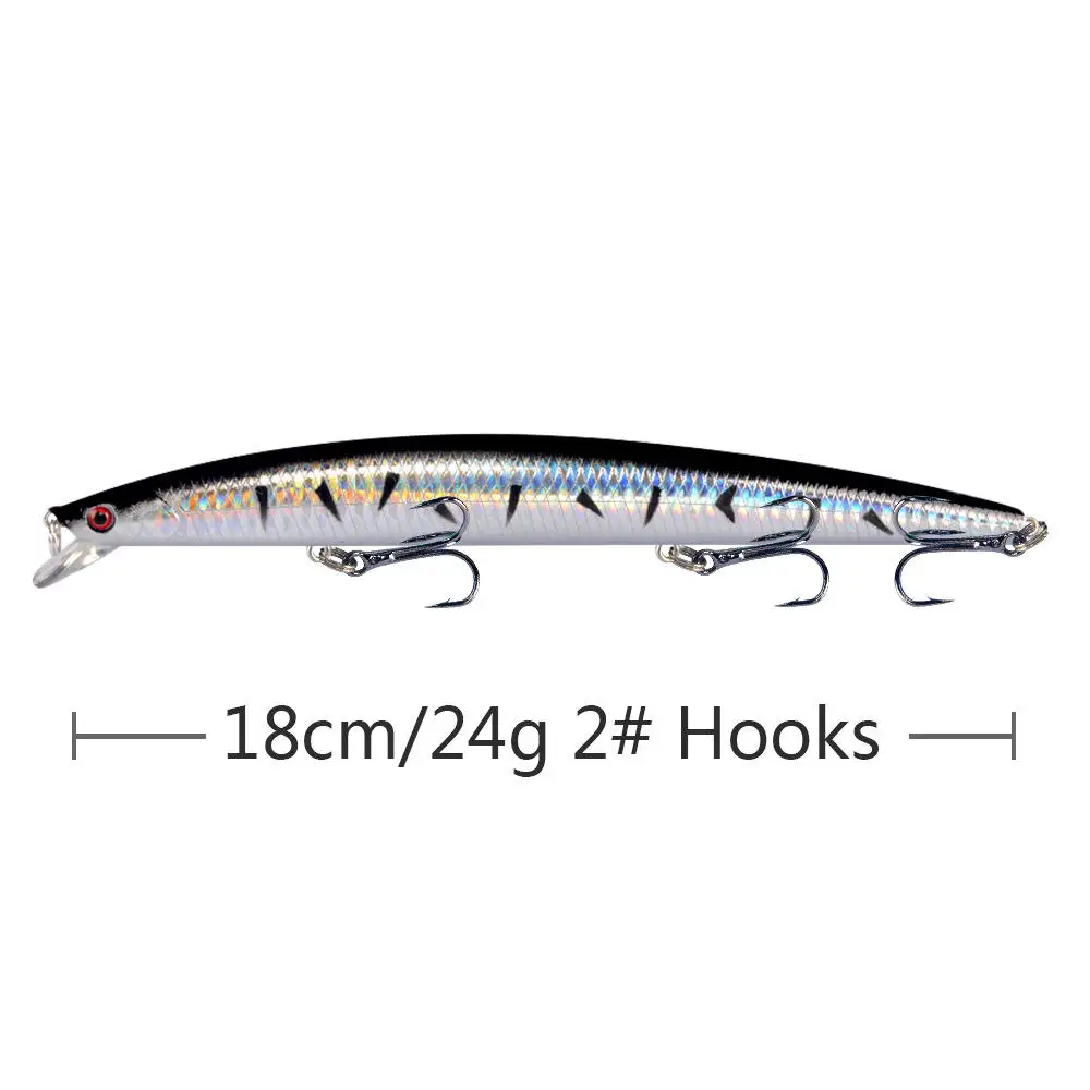 18cm 24G 10colors Artificial Sea Fish Big Size Minnow Fishing Lure