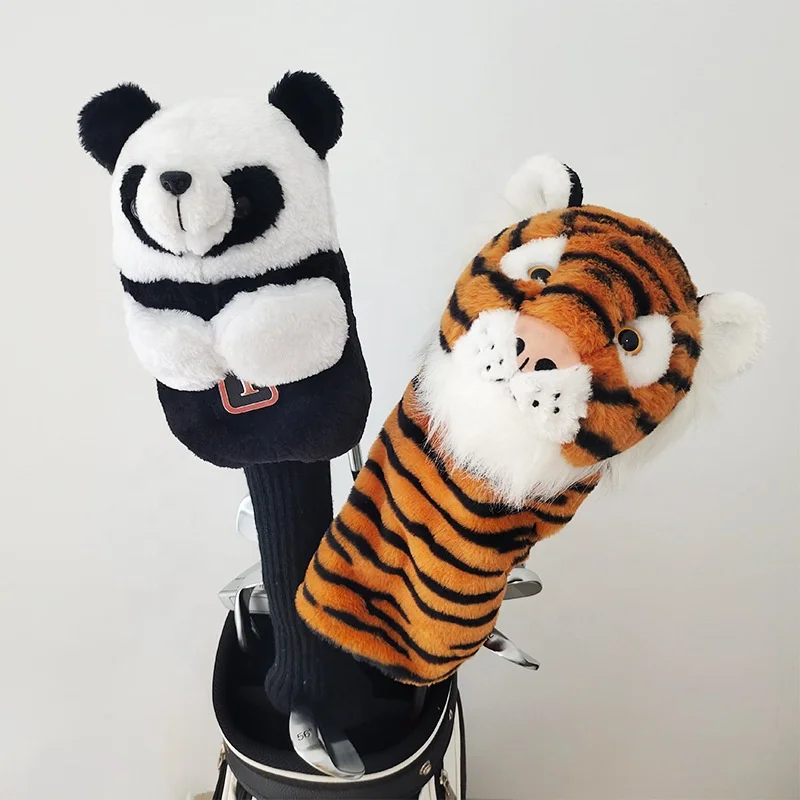 Life-like soft novelty golf club covers Fits fairway woods hybrids and putter Golf Driver Tiger Animal Golf Driver Head covers